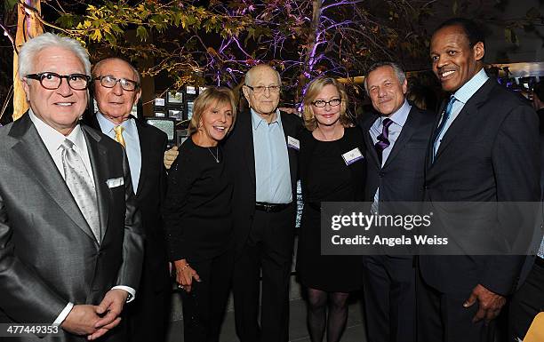 Vin Di Bona, Ted Cutler, Jackie Liebergott, Norman Lear, Lyn Lear, Kevin Bright and M. Lee Pelton attend the Emerson College Los Angeles - Grand...