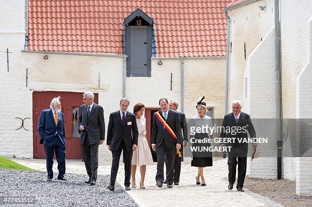 Prince Blucher von Walhstatt , Prince charles Bonaparte , Mayor of Braine-l'Alleud Vincent Scourneau and Arthur Charles Valerian Wellesley, the 9th...