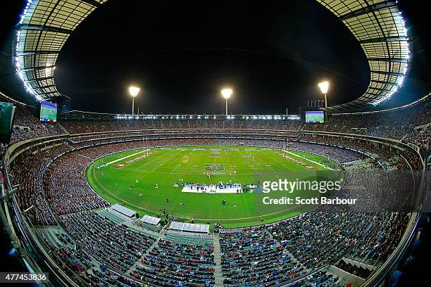 General view of the crowd during game two of the State of Origin series between the New South Wales Blues and the Queensland Maroons at the Melbourne...