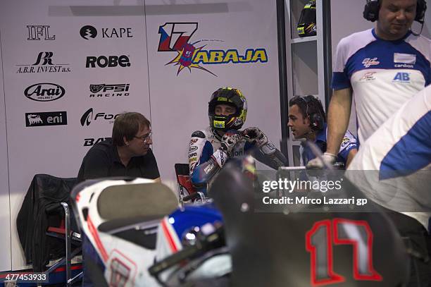 Karel Abraham of Czech and Cardion AB Motoracing prepares to start in box during the MotoGP Tests in Losail - Day Three at Losail Circuit on March 9,...