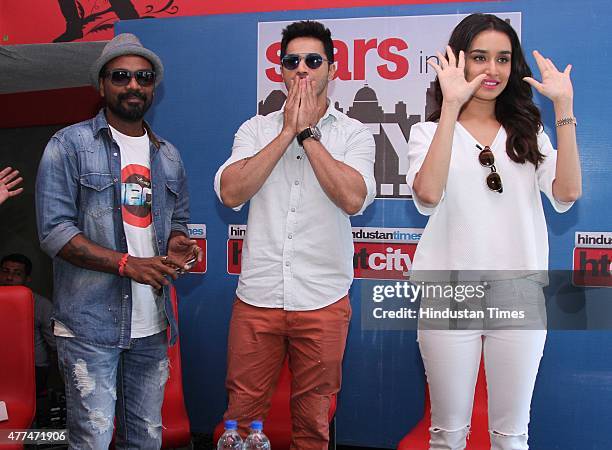 Bollywood actors Varun Dhawan, Shraddha Kapoor and director Remo D'Souza during an exclusive interview with HT City-Hindustan Times for the promotion...