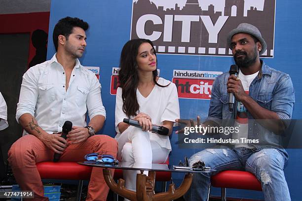 Bollywood actors Varun Dhawan, Shraddha Kapoor and director Remo D'Souza during an exclusive interview with HT City-Hindustan Times for the promotion...