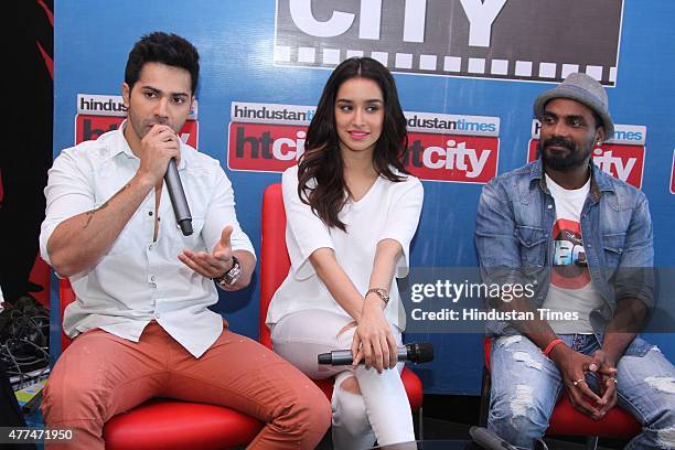 Bollywood actors Varun Dhawan, Shraddha Kapoor and director Remo D'Souza during an exclusive interview with HT City-Hindustan Times for the promotion...