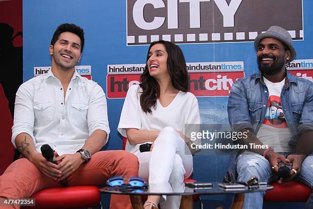 Bollywood actors Varun Dhawan, Shraddha Kapoor and director Remo D'Souza during an exclusive interview with HT City-Hindustan Times for the promotion...
