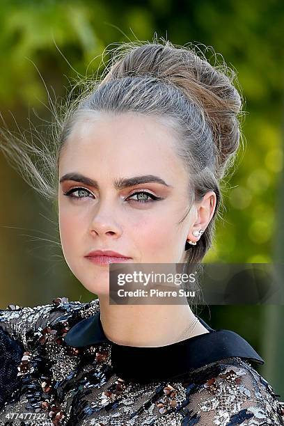 Model Cara Delevingne attends the 'Paper Towns La Face Cachee De Margo' Photocall at the Champs de Mars on June 17, 2015 in Paris, France.