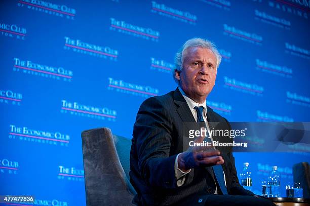 Jeffrey "Jeff" Immelt, chairman and chief executive officer of General Electric Co. , speaks at the Economic Club of Washington in Washington, D.C.,...