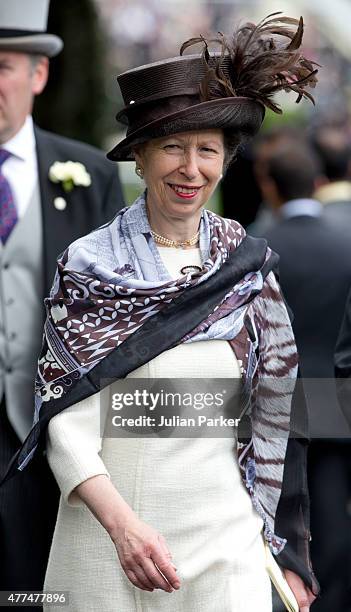 Princess Anne, Princess Royal, attends the second day of The Royal Ascot race meeting, on June 17th, 2015 in Ascot, England.