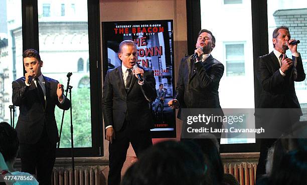 Michael Longoria, Christian Hoff, Daniel Reichard and J. Robert Spencer of The Midtown Men attend AOL Build Speaker Series at AOL Studios In New York...