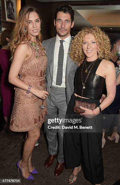 Amber Le Bon, David Gandy and Kelly Hoppen attend the Red Magazine dinner in honour of Yasmin Le Bon at Bulgari Hotel on June 17, 2015 in London,...