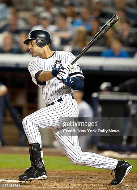 New York Yankees shortstop Derek Jeter single surpasses Babe Ruth on baseball's all time hit list. 2nd inning, New York Yankees vs. Boston Red Sox at...