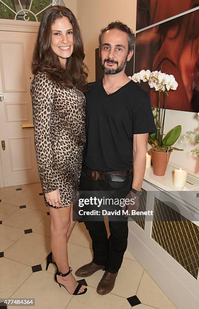 Sabrina Gasperin and Ara Vartanian attend a cocktail reception to preview Ara Vartanian's Unique Jewellery Collection hosted by Ara Vartanian and...