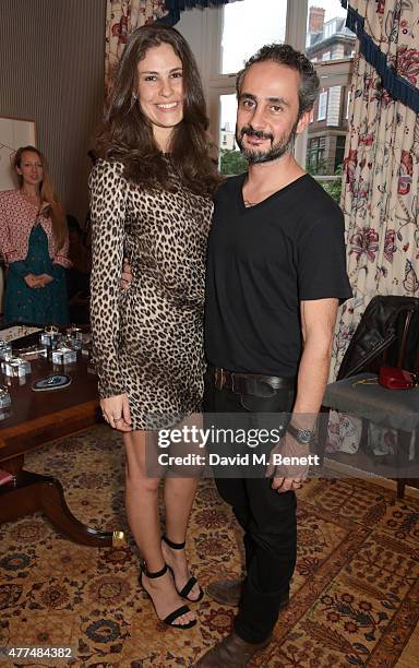 Sabrina Gasperin and Ara Vartanian attend a cocktail reception to preview Ara Vartanian's Unique Jewellery Collection hosted by Ara Vartanian and...