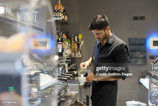 barista making a cappuccino - roma capucino stock pictures, royalty-free photos & images