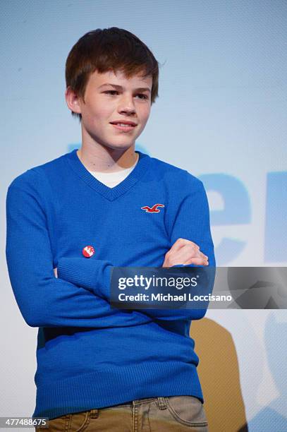 Actor Josh Wiggins takes part in a Q&A following the "Hellion" premiere during the 2014 SXSW Music, Film + Interactive Festival at the Topfer Theatre...