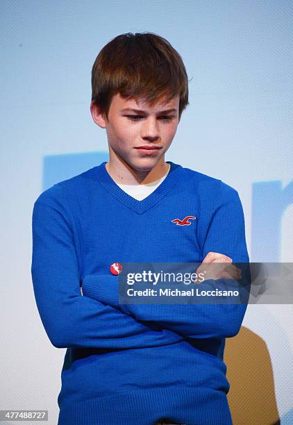 Actor Josh Wiggins takes part in a Q&A following the "Hellion" premiere during the 2014 SXSW Music, Film + Interactive Festival at the Topfer Theatre...