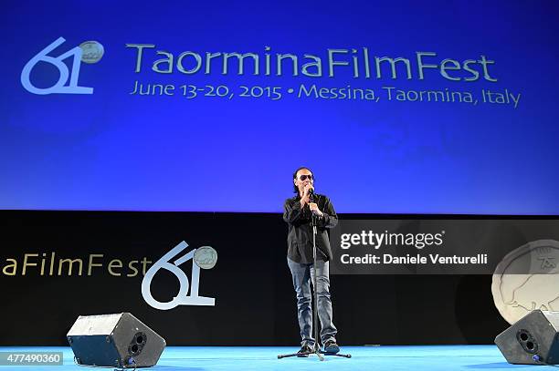 Antonello Venditti performs during Day 5 of the 61st Taormina Film Fest on June 17, 2015 in Taormina, Italy.