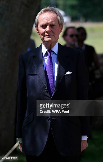 Charles Wellesley, The 9th Duke of Wellington attends a ceremony held at Hougoumont Farm to mark the bicentenary of the battle on June 17, 2015 in...