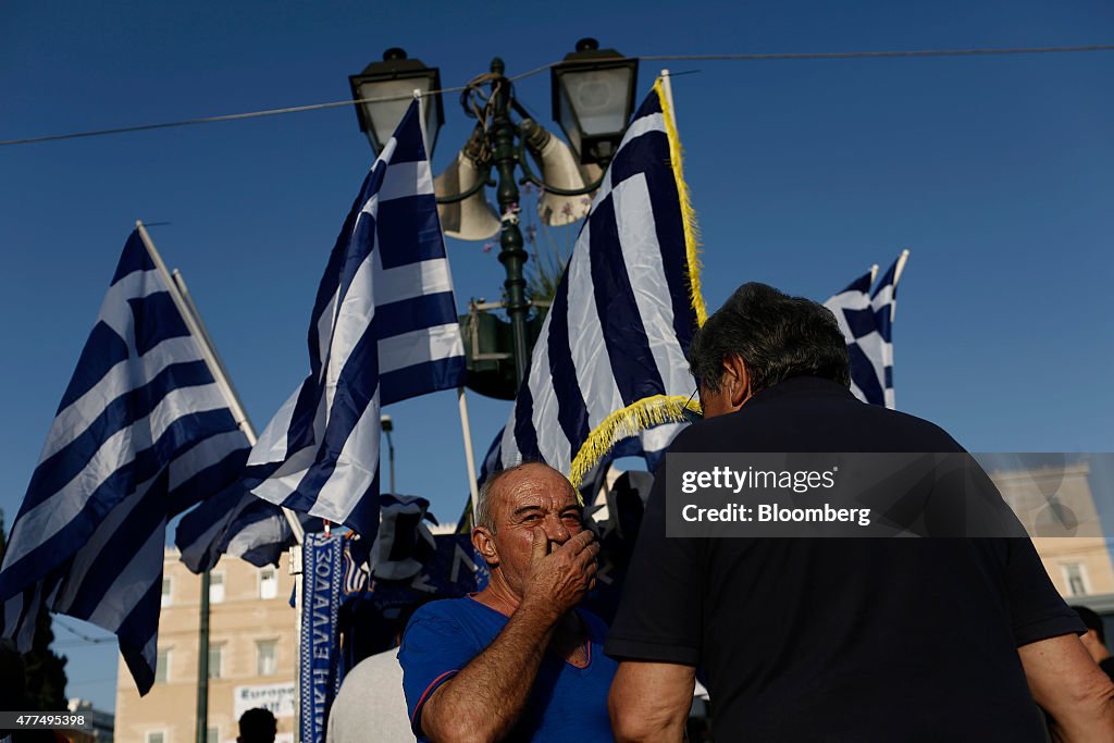 Pro Government Demonstration As Prime Minister Alexis Tsipras Criticizes Creditors