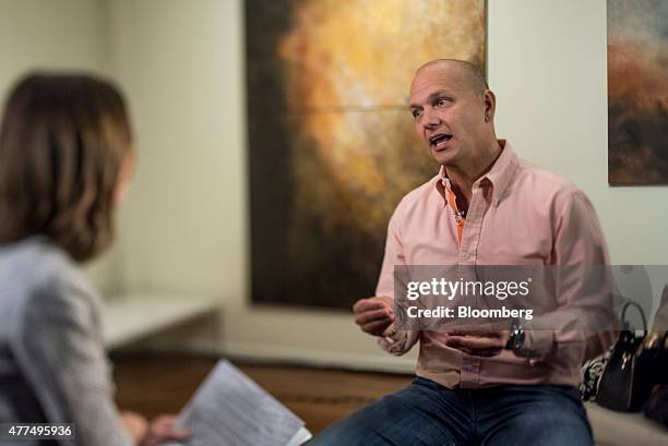 Tony Fadell, founder and chief executive officer at Nest Labs Inc., speaks during a Bloomberg West television interview in this photo taken with a...