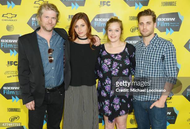 Actor Todd Lowe, Aly Michalka, Sophi Bairley and Dustin Milligan attend the "Sequoia" premiere during the 2014 SXSW Music, Film + Interactive...