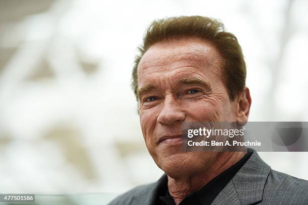 Arnold Schwarzenegger attends the Fan Footage Event of 'Terminator Genisys' at Vue Westfield on June 17, 2015 in London, England.