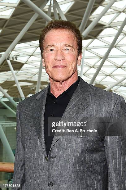 Arnold Schwarzenegger attends the Fan Footage Event of 'Terminator Genisys' at Vue Westfield on June 17, 2015 in London, England.