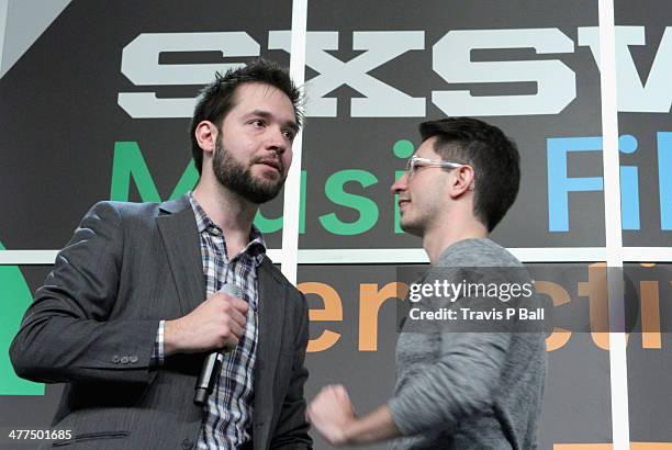 Entrepreneur Alexis Ohanian and Chrys Bader, Co-founder of Secret speak onstage at "Be Awesome Without Their Permission" during the 2014 SXSW Music,...