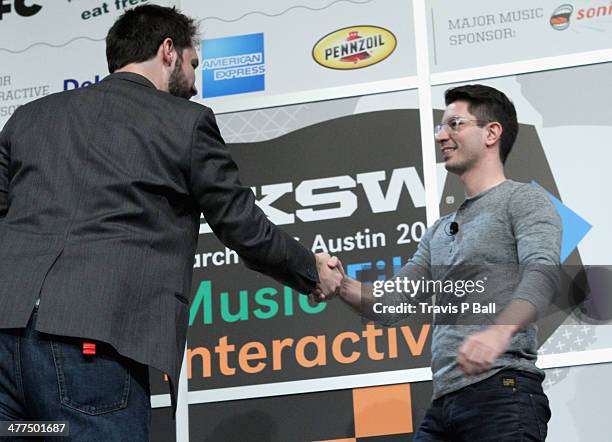 Entrepreneur Alexis Ohanian and Chrys Bader, Co-founder of Secret speak onstage at "Be Awesome Without Their Permission" during the 2014 SXSW Music,...