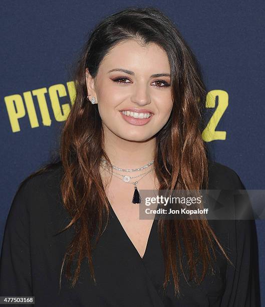 Rebecca Black arrives at the Los Angeles Premiere "Pitch Perfect 2" at Nokia Theatre L.A. Live on May 8, 2015 in Los Angeles, California.