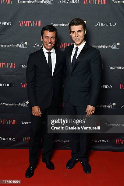 Alberto Noe and Nolan Gerard Funk attend the Shiseido And Vanity Fair Gala Dinner - 61st Taormina Film Fest at Hotel San Domenico on June 17, 2015 in...