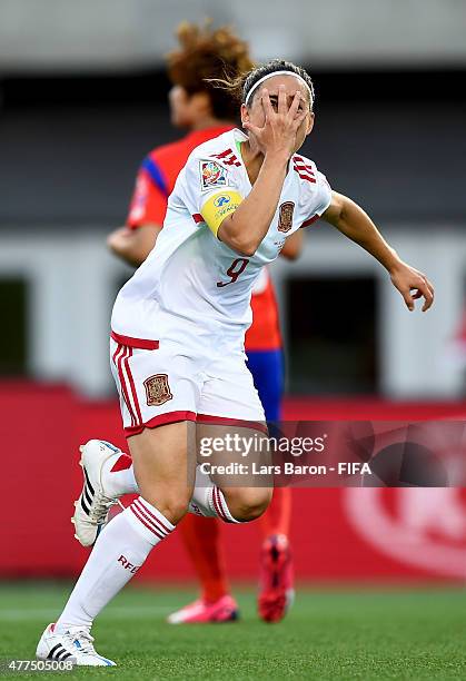 Veronica Boquete of Spain celebrates after scoring her teams first goal during the FIFA Women's World Cup 2015 Group E match between Korea Republic...