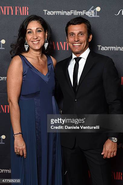Alberto Noe and Mimma Posca attend the Shiseido And Vanity Fair Gala Dinner - 61st Taormina Film Fest at Hotel San Domenico on June 17, 2015 in...