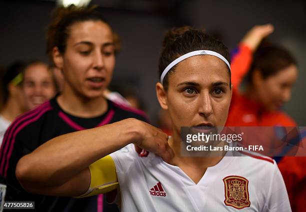 Veronica Boquete of Spain looks on prior to the FIFA Women's World Cup 2015 Group E match between Korea Republic and Spain at Lansdowne Stadium on...