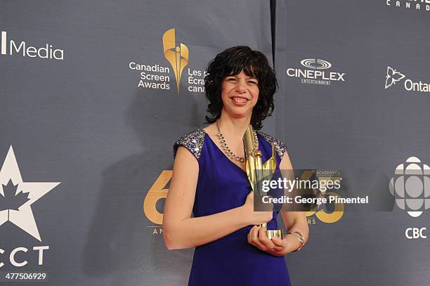 Gabrielle Marion-Rivard, winner of the Best Perfomance by an Actress in a Leading Role poses in the press room at the 2014 Canadian Screen Awards at...