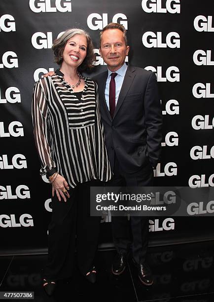 Gina Barnett and Richard Socarides, Head of Public Affiars at GLG attend the book release party for Gina Barnett's "Play the Part" at GLG on June 17,...