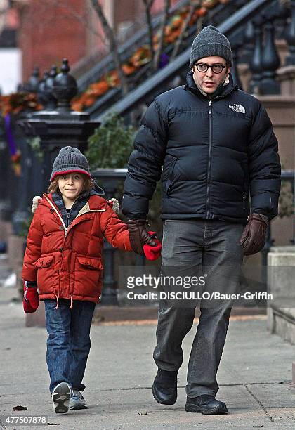 Matthew Broderick and son James Wilkie are seen on January 10, 2011 in New York City.