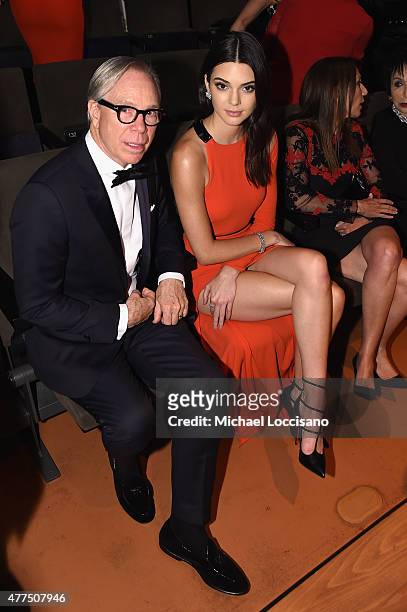 Fashon designer Tommy Hilfiger and Kendall Jenner attend the 2015 Fragrance Foundation Awards at Alice Tully Hall at Lincoln Center on June 17, 2015...