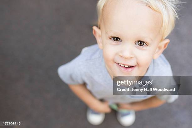 blond toddler boyheadshot - woodward hall stock pictures, royalty-free photos & images
