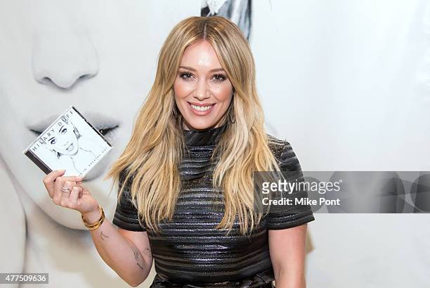 Hilary Duff attends her "Breathe In, Breathe Out" CD signing event at the Smith Haven Mall on June 17, 2015 in Lake Grove, New York.