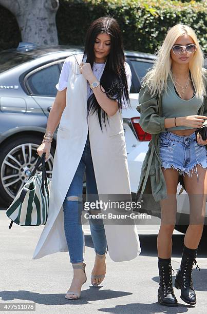 Kylie Jenner and her pal Pia Mia are seen on June 17, 2015 in Los Angeles, California.