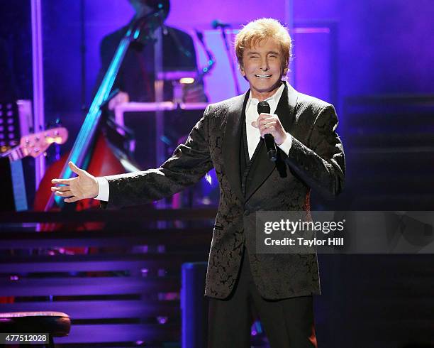 Barry Manilow performs during the final date of his "One Last Time" tour on his 72nd birthday at Barclays Center in his hometown of Brooklyn, New...