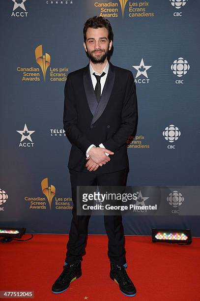 Actor Jay Baruchel arrives at the Canadian Screen Awards at Sony Centre for the Performing Arts on March 9, 2014 in Toronto, Canada.
