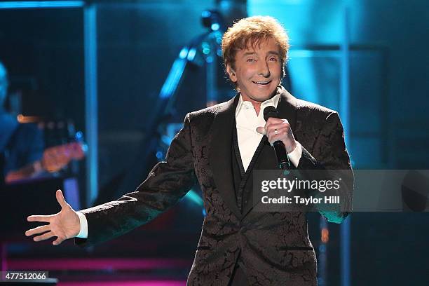 Barry Manilow performs during the final date of his "One Last Time" tour on his 72nd birthday at Barclays Center in his hometown of Brooklyn, New...