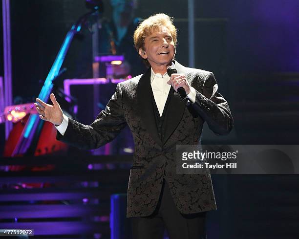 Barry Manilow performs during the final date of his "One Last Time" tour on his 72nd birthday at Barclays Center in his hometown of Brooklyn, New...