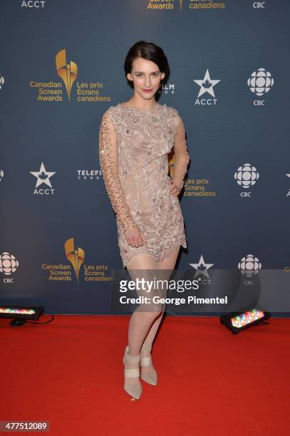 Actress Liane Balaban arrives at the Canadian Screen Awards at Sony Centre for the Performing Arts on March 9, 2014 in Toronto, Canada.