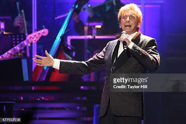 Barry Manilow performs during the final date of his "One Last Time" tour on his 72nd birthday at Barclays Center in his hometown of Brooklyn, New...