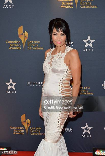 Actress Michelle Thrush arrives at the Canadian Screen Awards at Sony Centre for the Performing Arts on March 9, 2014 in Toronto, Canada.