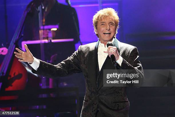 Barry Manilow performs during the final date of his "One Last Time" tour on his 72nd birthday at Barclays Center in his hometown of Brooklyn, New...