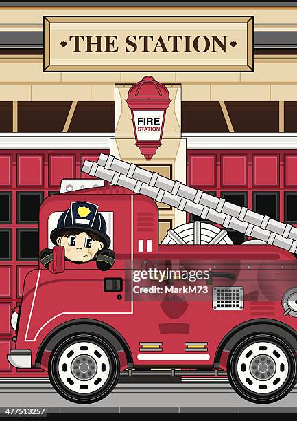 132 Cartoon Fire Engine Stock Photos, High-Res Pictures, and Images ...