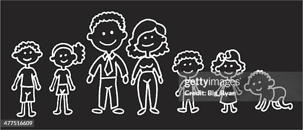 curly family - stick figure woman stock illustrations